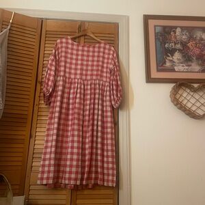 Simply Grey Red and White Checkered Dress